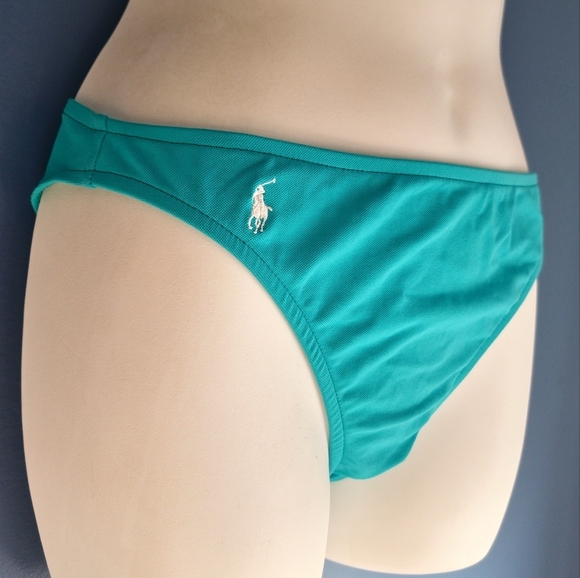 Ralph Lauren Women's Teal Bikini Bottom POLO Pony Player - NWT Size M - Picture 5 of 14